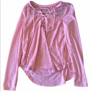 No Boundaries Pink Laced Up Long Sleeve